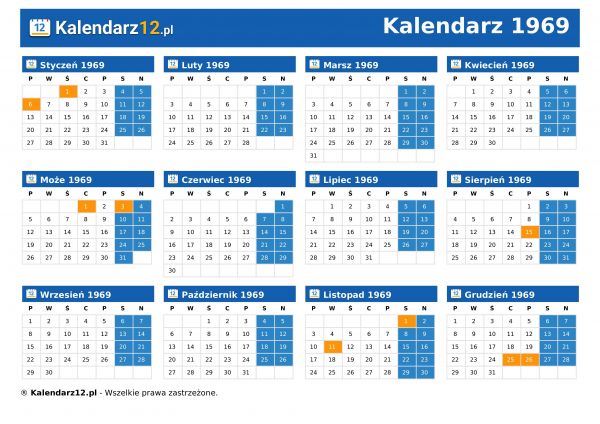 Kalendarz 1969