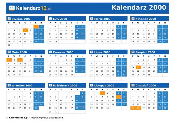 Kalendarz 2000