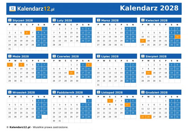 Kalendarz 2028