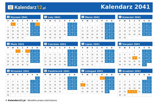 Kalendarz 2041